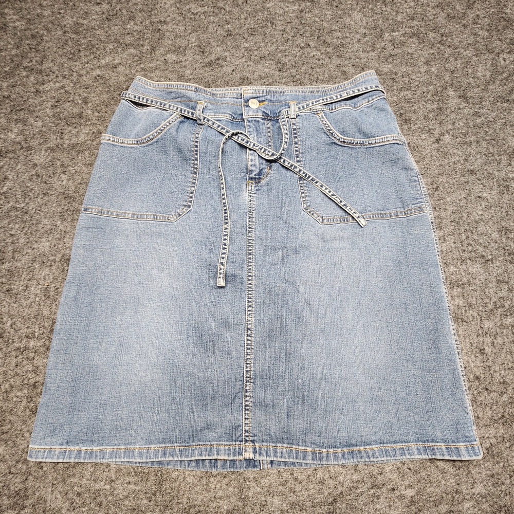 Polo Ralph Lauren Jeans Co Denim Blue Jean Skirt Tie Waist Knee Length 8 Womens